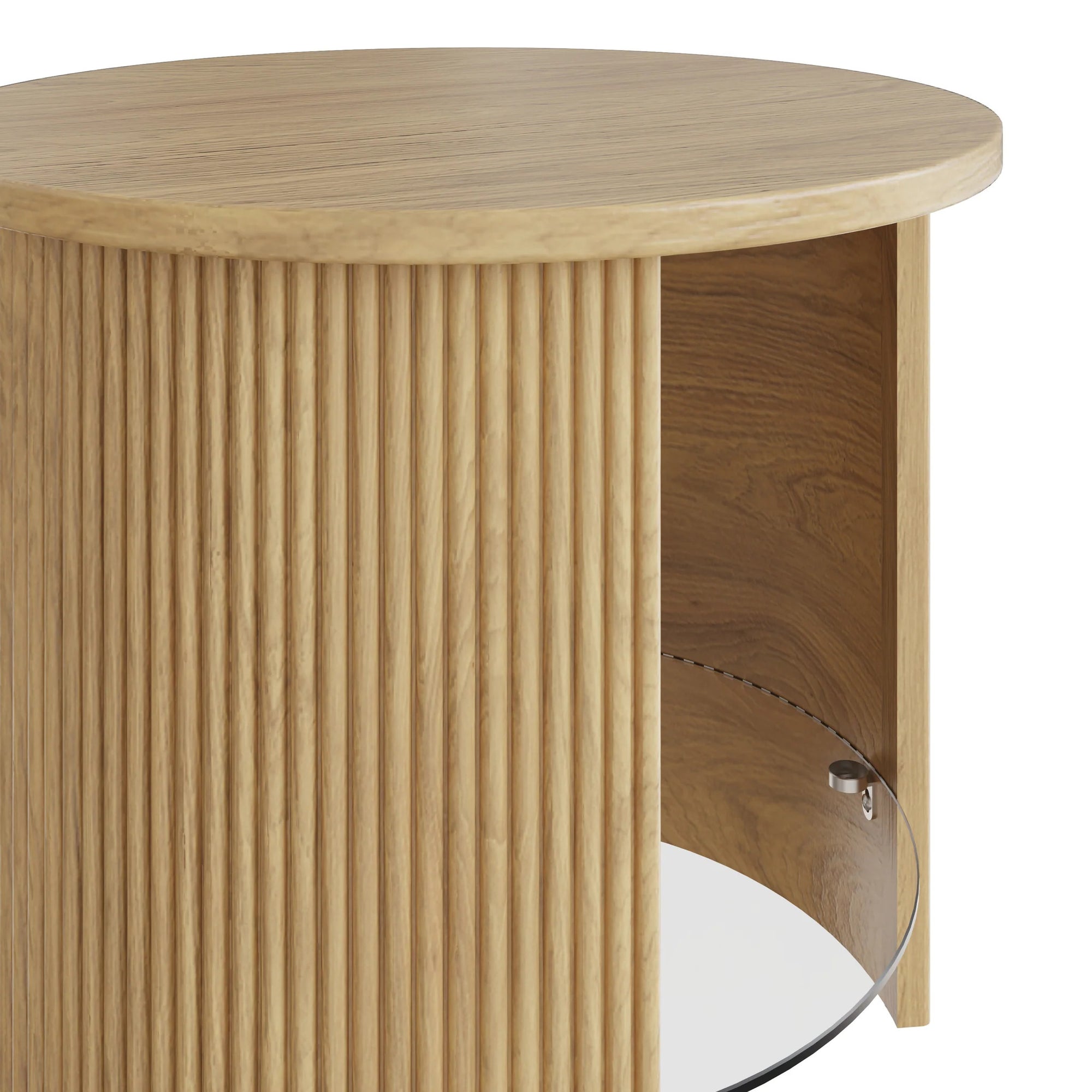 Jual Furnishings Roma Oak Fluted Side Table