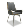 Shankar Graphite Grey Leather Match Swivel Dining Chair