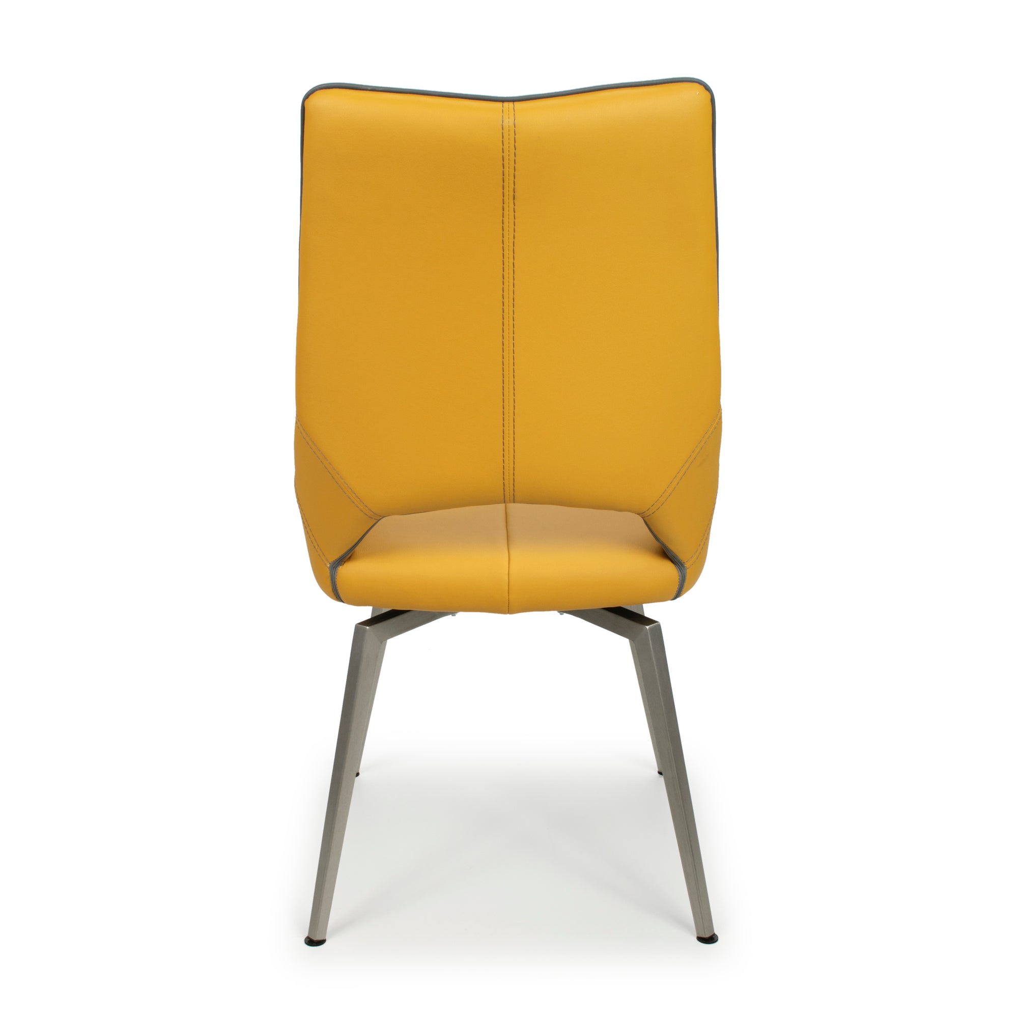 Shankar Medallion Yellow Leather Match Swivel Dining Chair