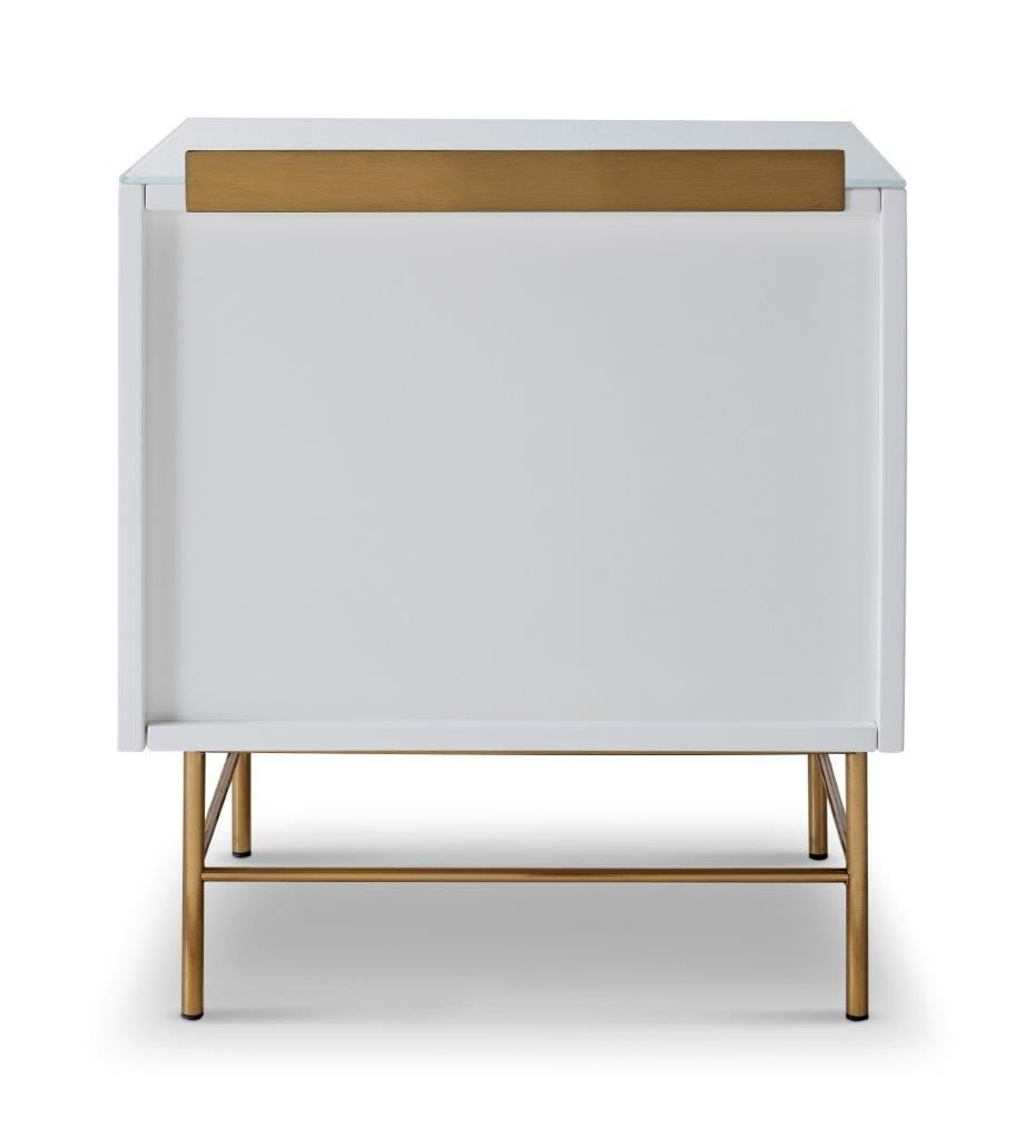 Gillmore Space Alberto Two Drawer Narrow Chest White With Brass Accent