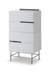 Gillmore Space Alberto Four Drawer Narrow Chest White With Dark Chrome Accent