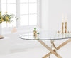 Daytona 165cm Oval Glass Gold Leg Dining Table Set with Florida Dining Chairs