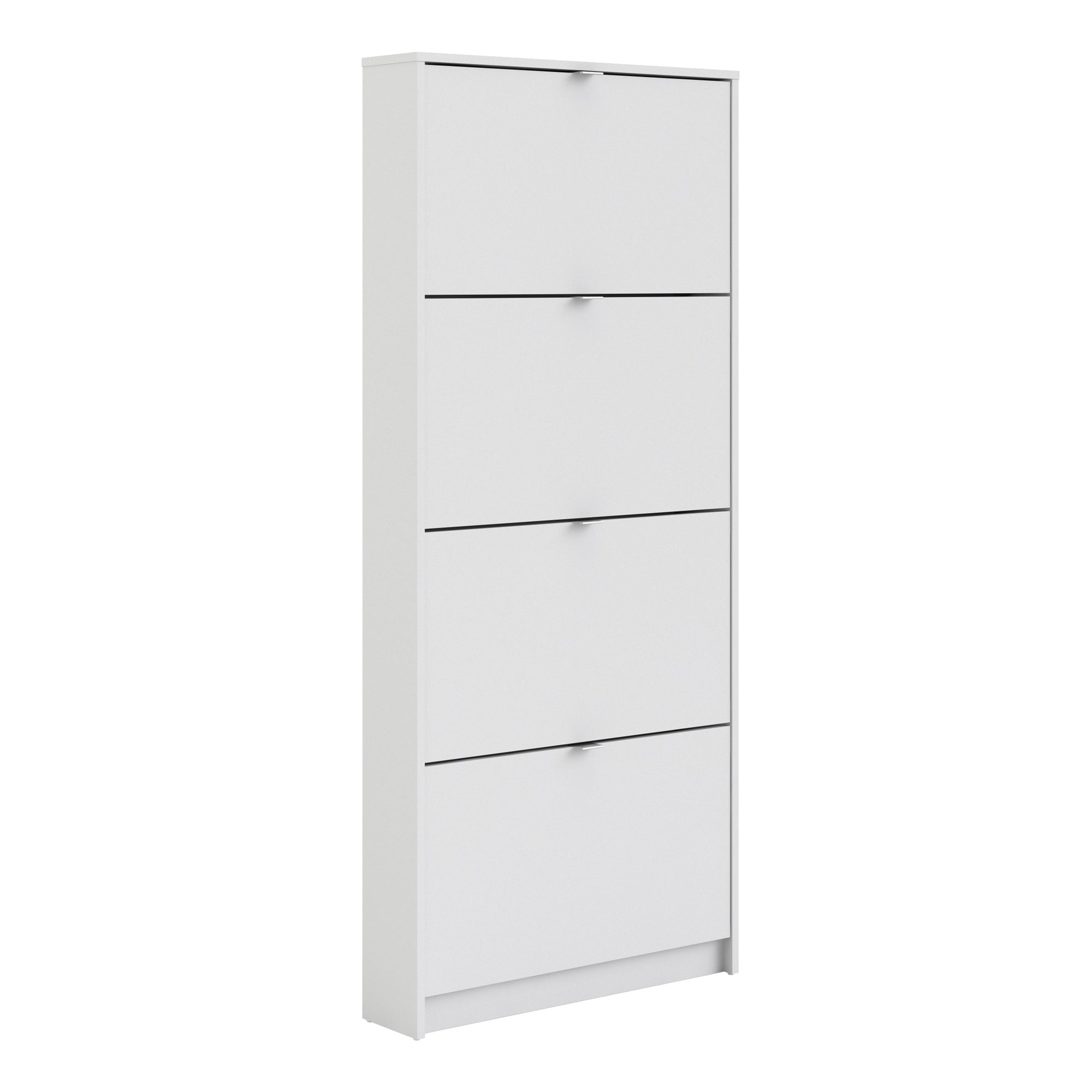 Axton Choctaw Shoe Cabinet With 4 Tilting Doors And 1 Layer In White