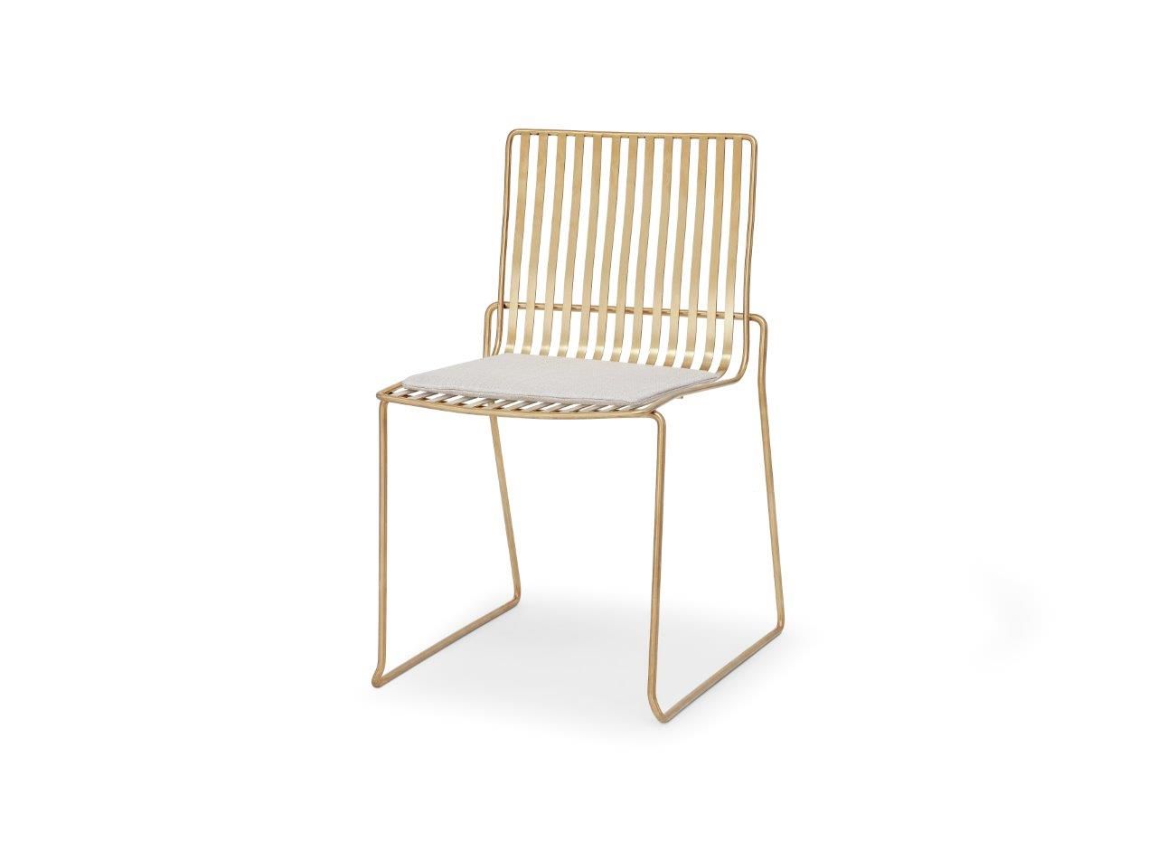 Gillmore Space Finn Stacking Dining Chair Natural Upholstered & Brass Frame