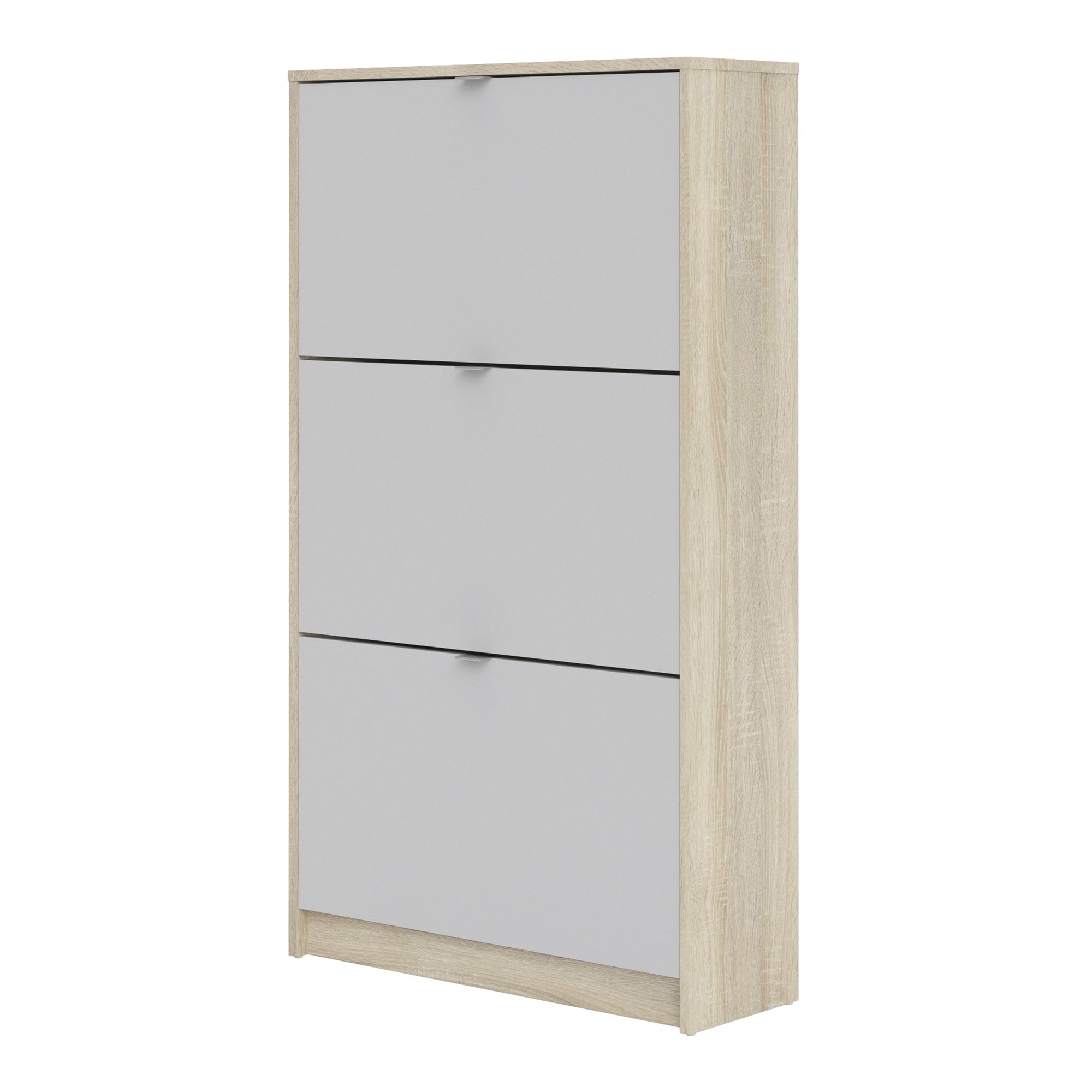 Axton Choctaw Shoe Cabinet With 3 Tilting Doors And 2 Layers In Oak Structure White
