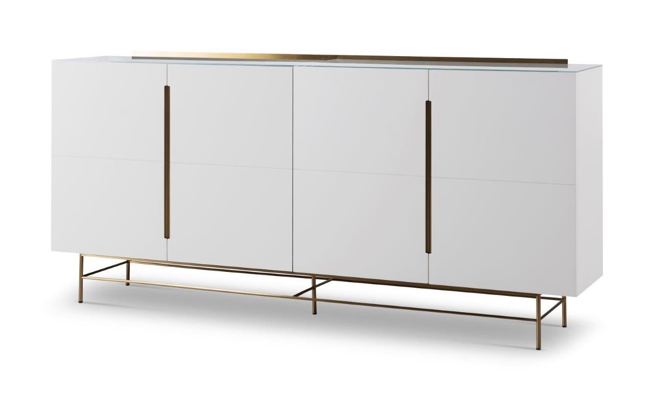 Gillmore Space Alberto Four Door High Sideboard White With Brass Accent