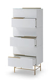 Gillmore Space Alberto Six Drawer Tall Narrow Chest White With Brass Accent