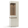 Axton Norwood Living Tall Glazed Narrow Display Unit (RHD) In White With A Truffle Oak Trim