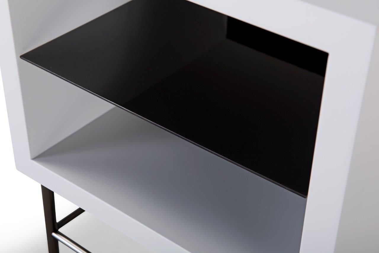 Gillmore Space Alberto Side Table White With Dark Chrome Accent