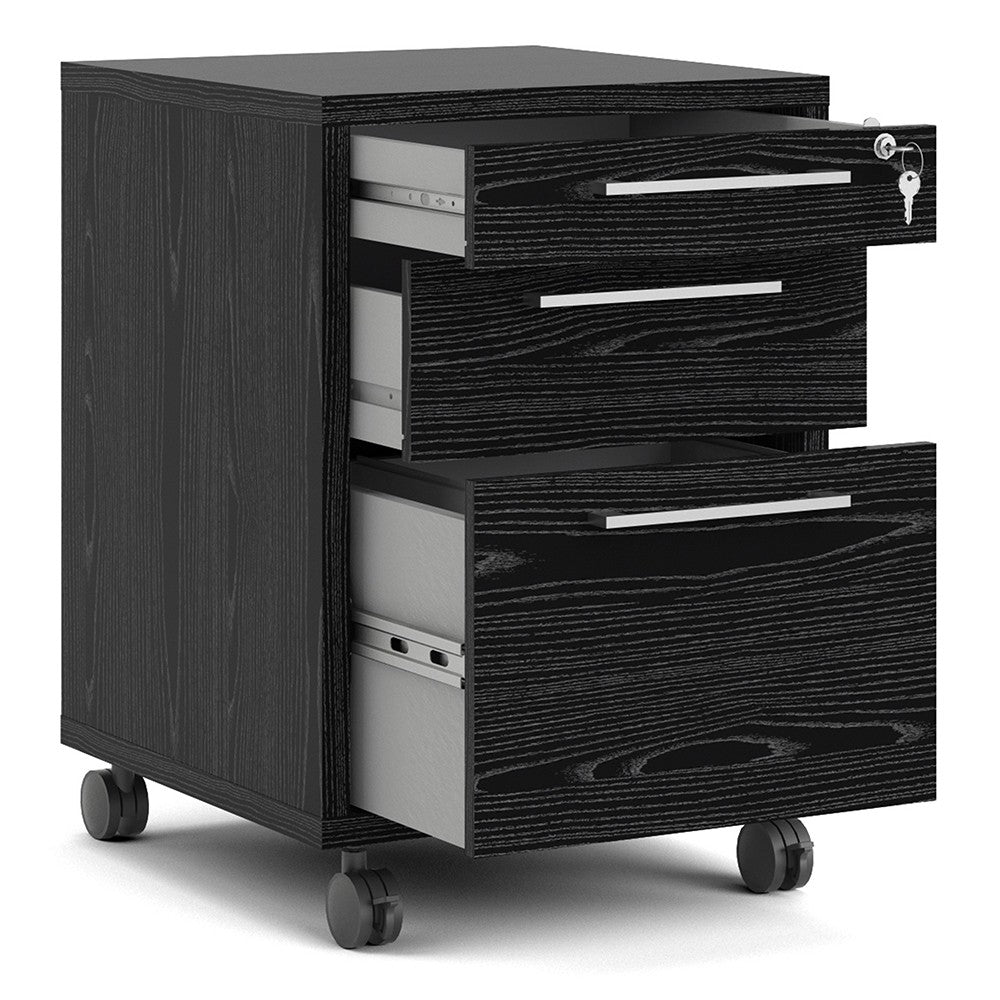 Axton Trinity Mobile file Cabinet In Black Woodgrain