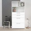 Axton Trinity Bookcase 4 Shelves with 2 Drawers + 2 File Drawers In White