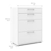 Axton Trinity Bookcase 2 Shelves with 2 Drawers + 2 File Drawers in White