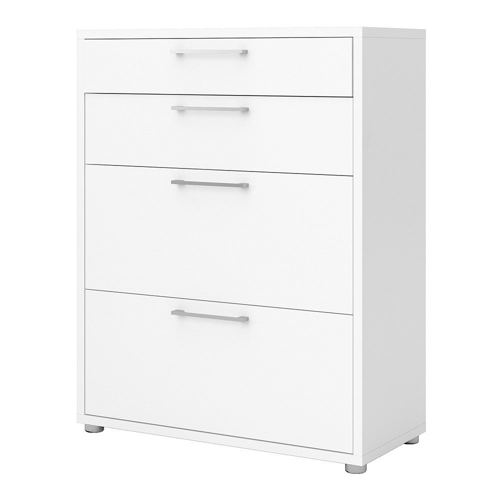 Axton Trinity Bookcase 2 Shelves with 2 Drawers + 2 File Drawers in White