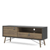 Axton Longwood TV-Unit 1 Door + 1 Drawer In Matt Black Walnut