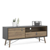 Axton Longwood TV-Unit 1 Door + 1 Drawer In Matt Black Walnut