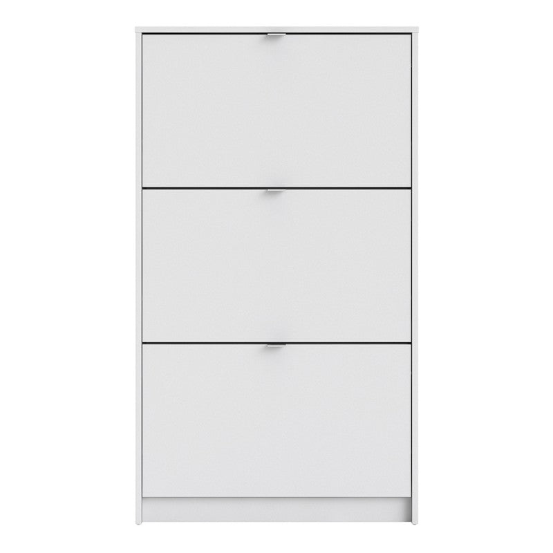 Axton Choctaw Shoe Cabinet With 3 Tilting Doors And 1 Layer In White
