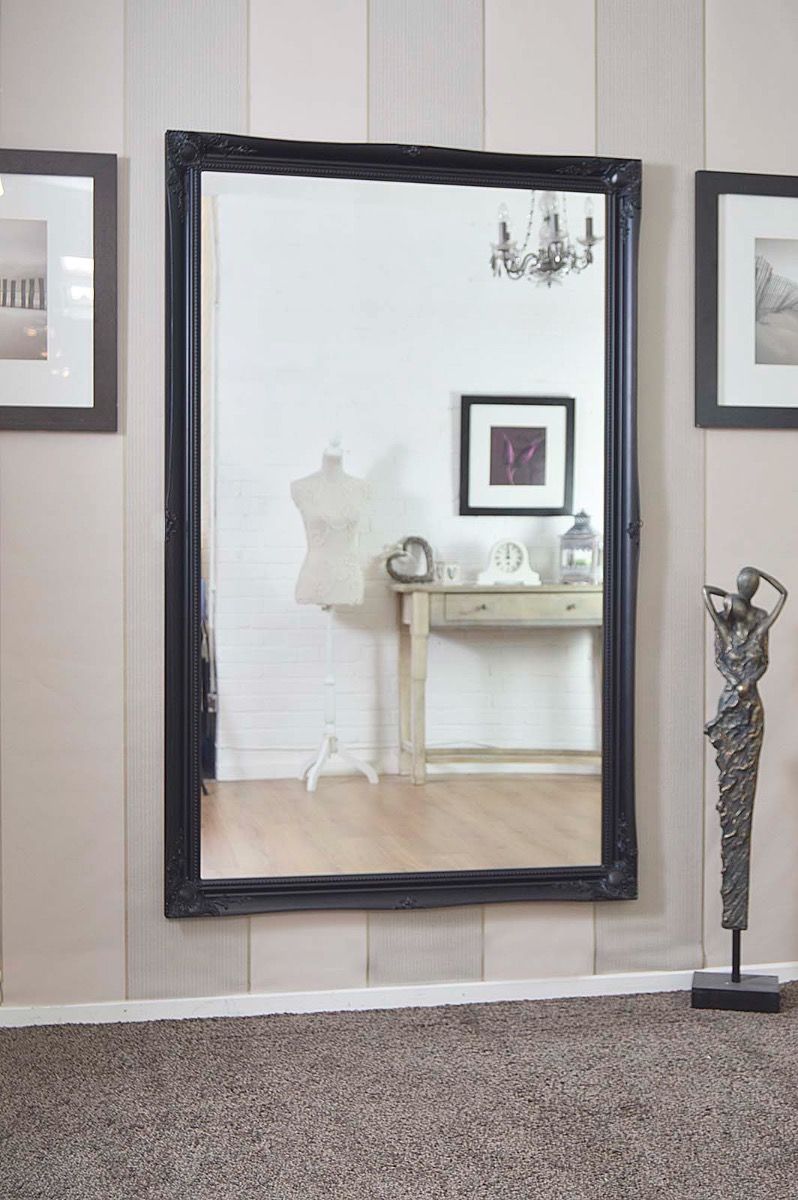 Carrington Baroque Black Shabby Chic Design Leaner Mirror 167 x 106 CM