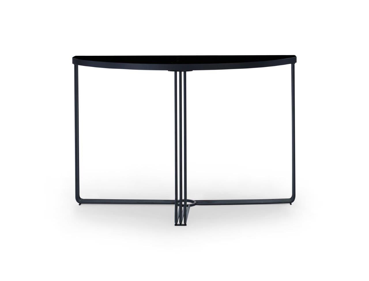 Gillmore Space Finn Demi Lune Console Table Black Glass Top & Black Frame