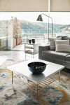 Gillmore Space Alberto Square Coffee Table White With Brass Accent