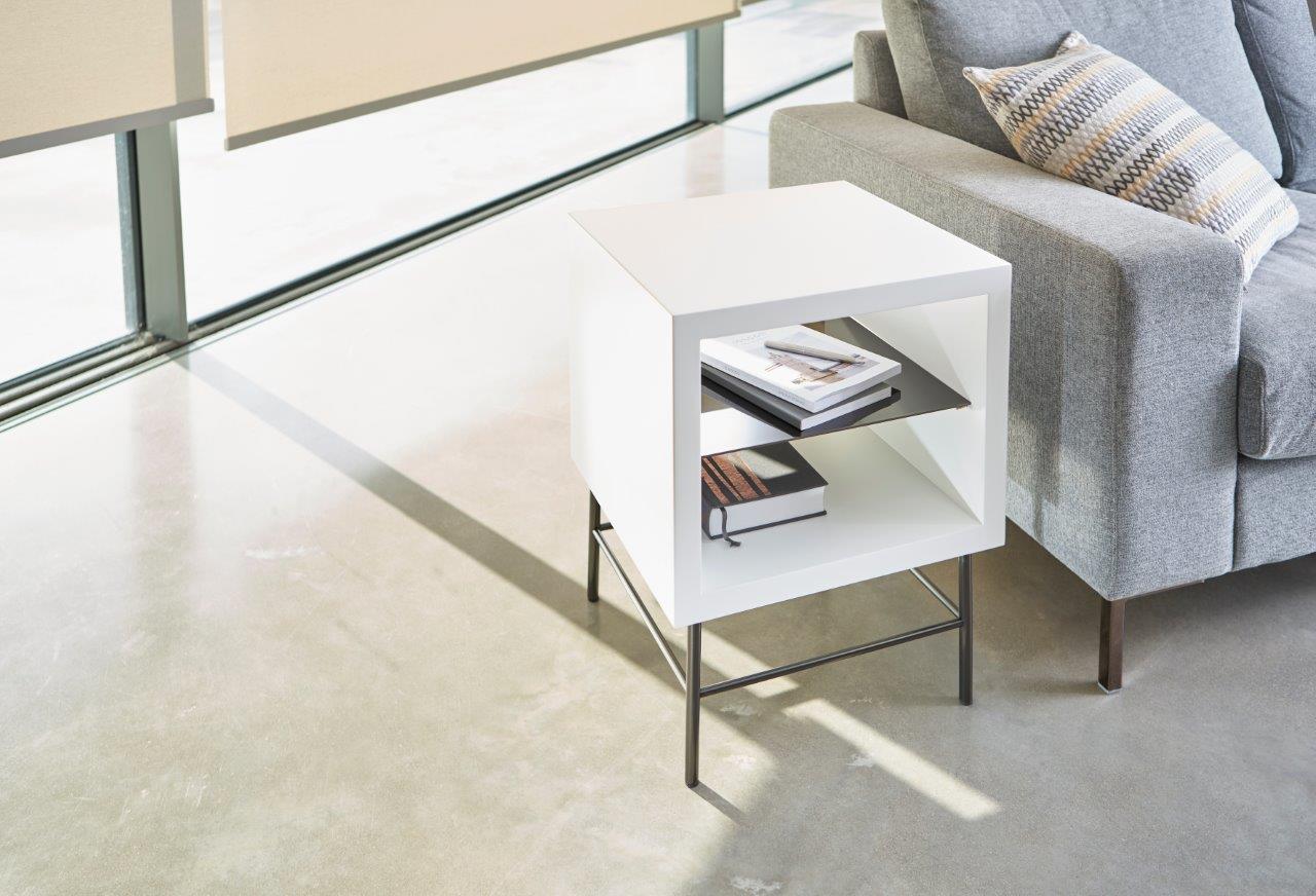 Gillmore Space Alberto Side Table White With Dark Chrome Accent