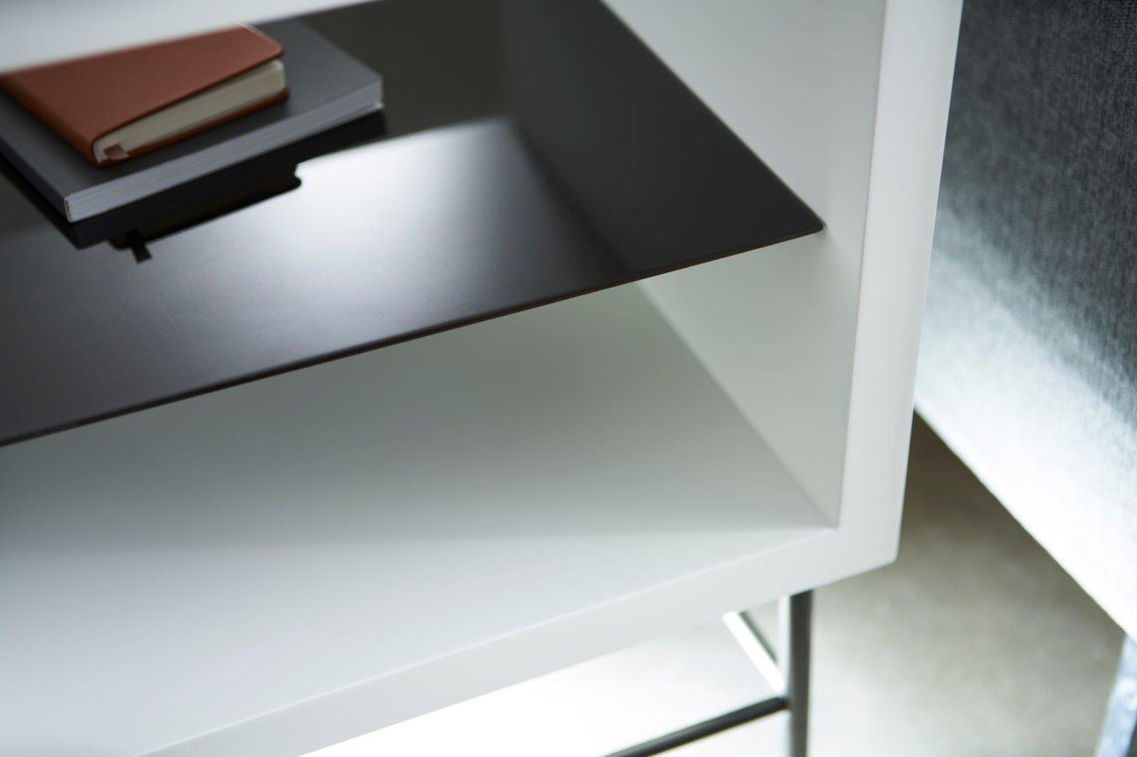 Gillmore Space Alberto Side Table White With Dark Chrome Accent