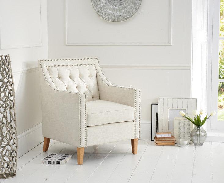 Casa Bella Ivory Fabric Armchair