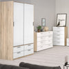 Axton Clason Wardrobe 2 Doors 4 Drawers In Oak With White High Gloss