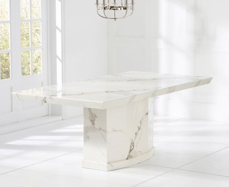 Como 160cm Ivory White Marble Dining Table