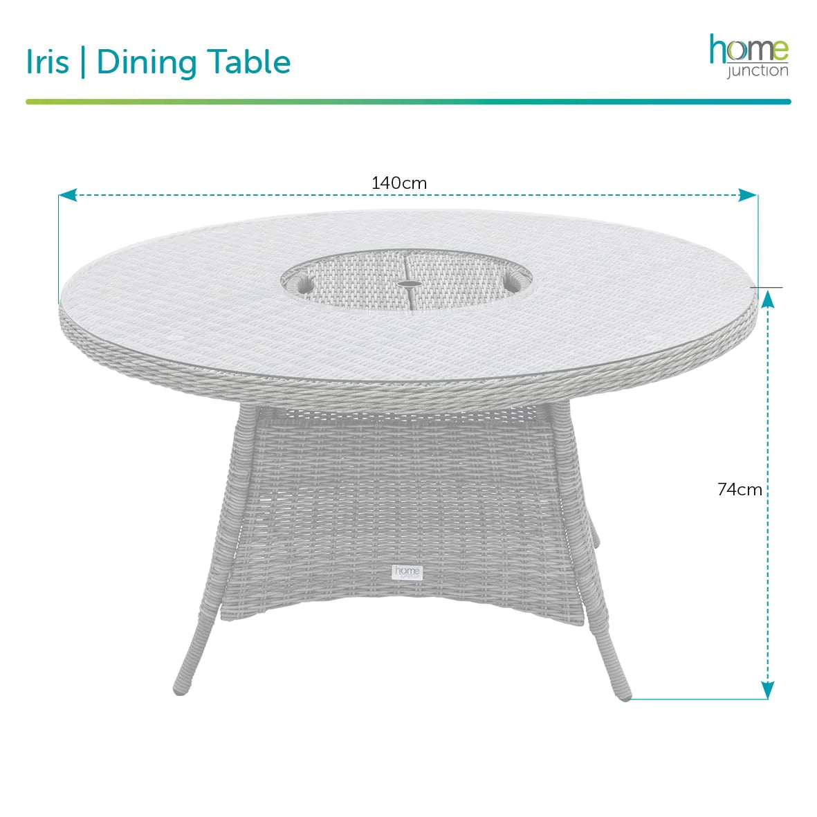 Home Junction Iris Grey Round Dining Table with Ice Bucket and 6 Armchairs