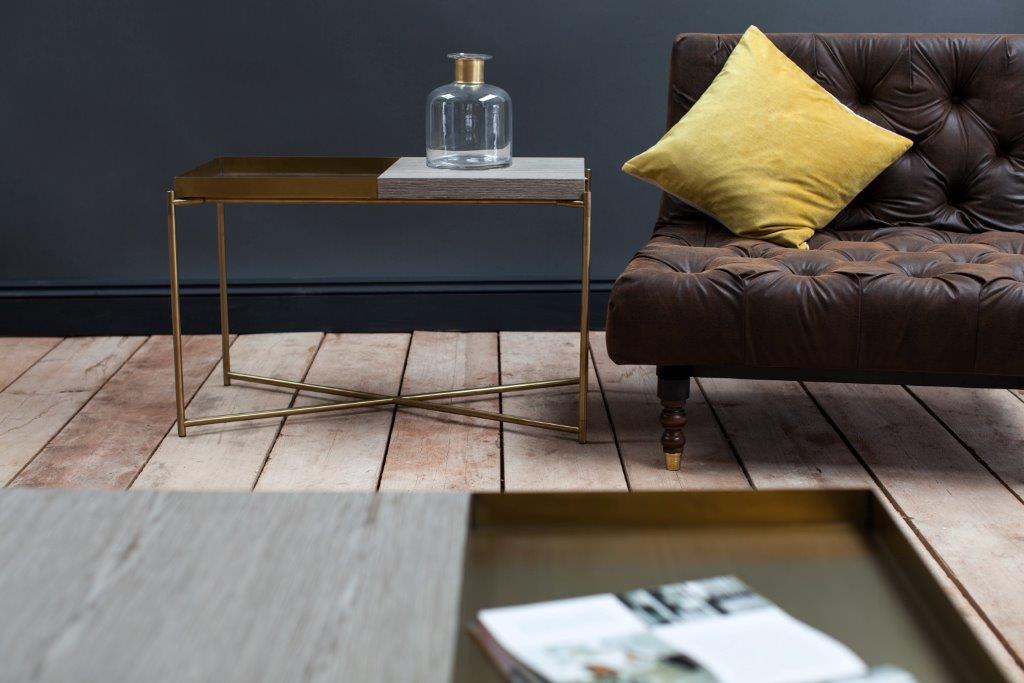 Gillmore Space Iris Small Console Table Brass Tray