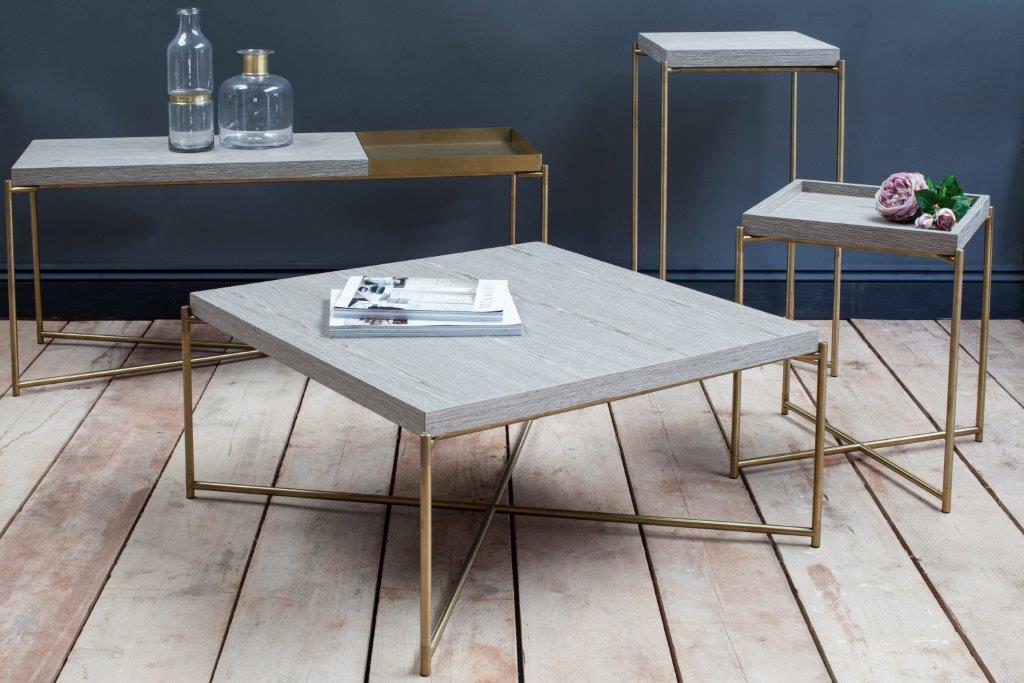 Gillmore Space Iris Square Side Table Weathered Oak Top