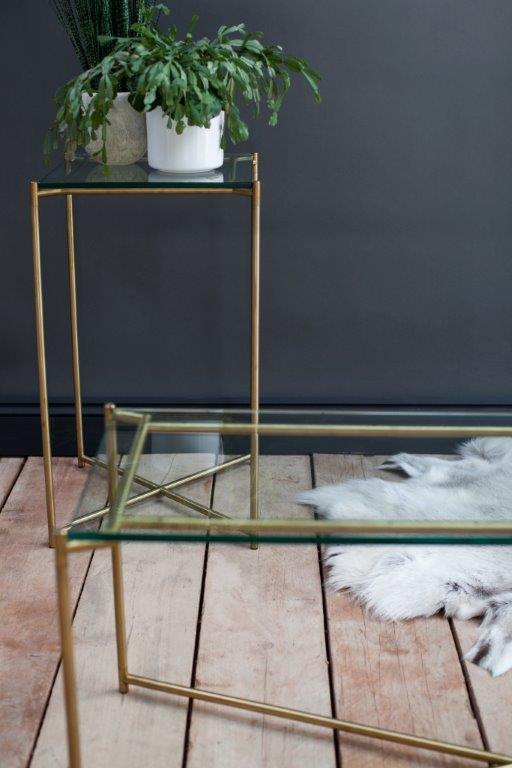 Gillmore Space Iris Rectangle Side Table Clear Glass Top