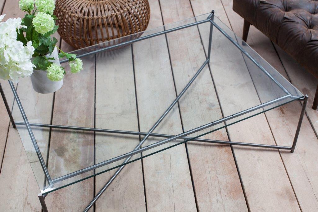 Gillmore Space Iris Rectangle Coffee Table Clear Glass Top 