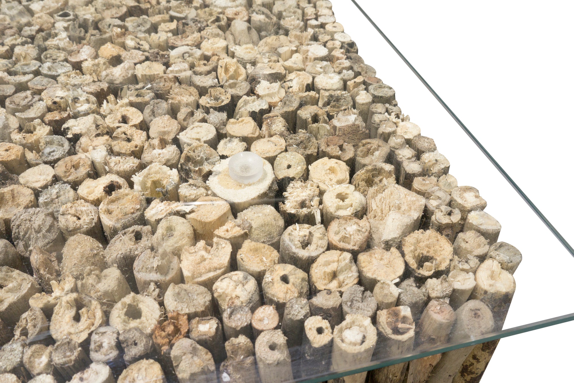 Bodiam Raby Driftwood Rectangular Coffee Table w Glass Top