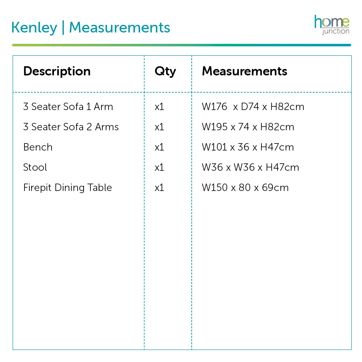Home Junction Kenley Grey Corner Sofa LHF with Gas Firepit Dining Table, Bench and Stool