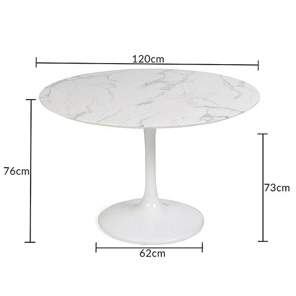 Brittney 120cm Round White Marble Effect Dining Table