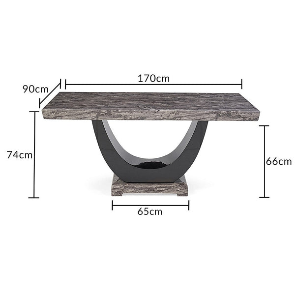 Rivilino 170cm Dark Grey Marble Dining Table