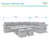 Home Junction Olympus Grey Modular Corner Sofa with Coffee to Dining Rising Gas Firepit Table and Stool