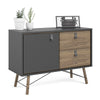 Axton Longwood Sideboard with 1 Door + 2 Drawers In Matt Black Walnut