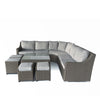 Home Junction Sabine Modern Luxury Grey Corner Sofa with Coffee Table and Four Stools