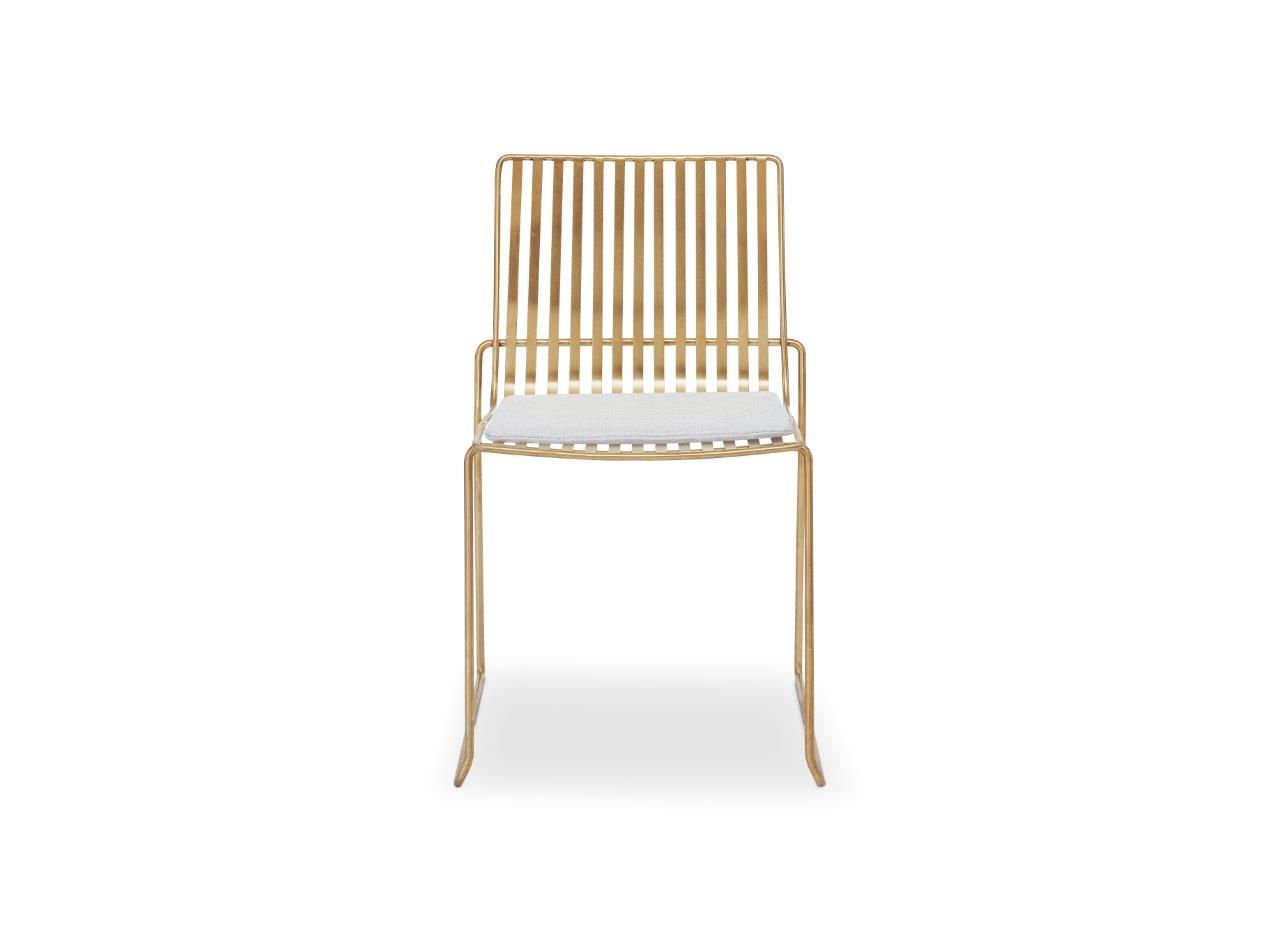 Gillmore Space Finn Stacking Dining Chair Silver Upholstered & Brass Frame