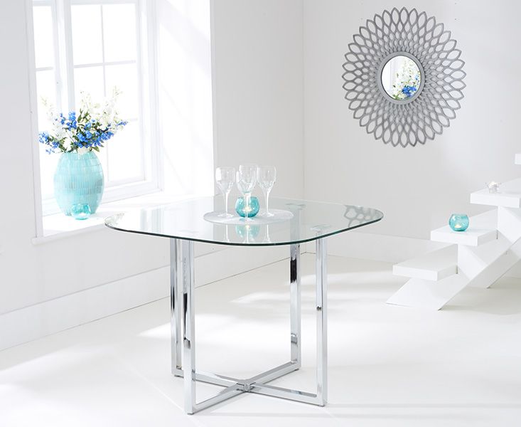 Abingdon Stowaway Glass Dining Set With 4 Velvet Dining Chairs