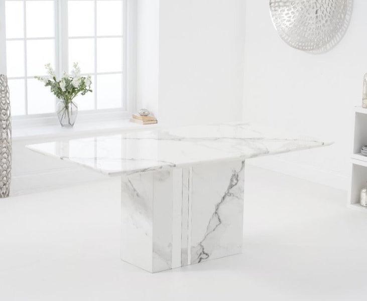 Alice 180cm Ivory White Marble Dining Table
