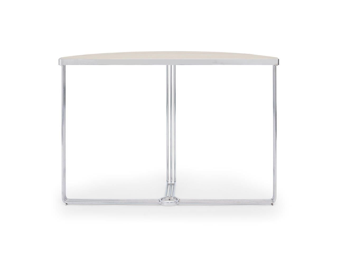 Gillmore Space Finn Demi Lune Console Table Pale Oak Top & Polished Chrome Frame