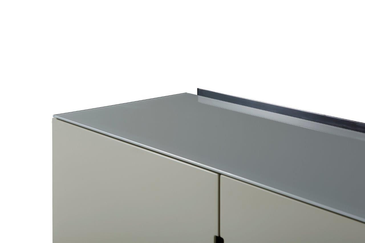 Gillmore Space Alberto Two Door High Sideboard Grey With Dark Chrome Accent