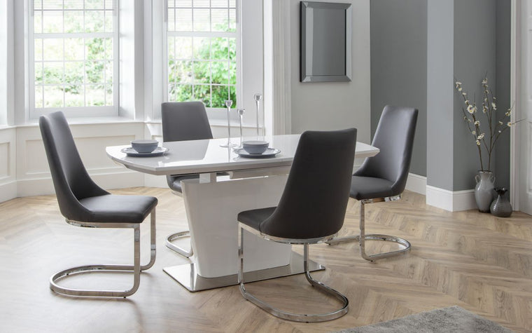 Julian Bowen White High Gloss Extending Como Dining Set With Chairs