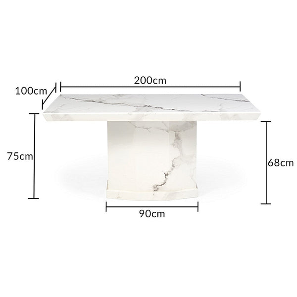 Como 200cm Ivory White Marble Dining Table