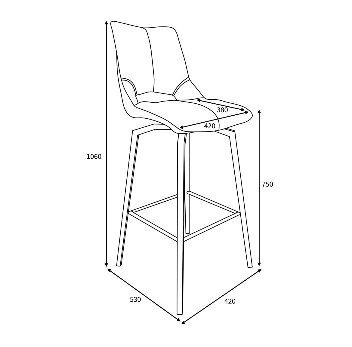 Hawksmoor Mako Graphite Grey Leather Match Swivel Bar Chair