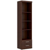 Axton Pelham Tall 2 Drawer Narrow Cabinet With Open Shelving in Dark Mahogany Melamine