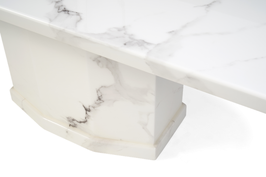 Como 200cm Ivory White Marble Dining Table